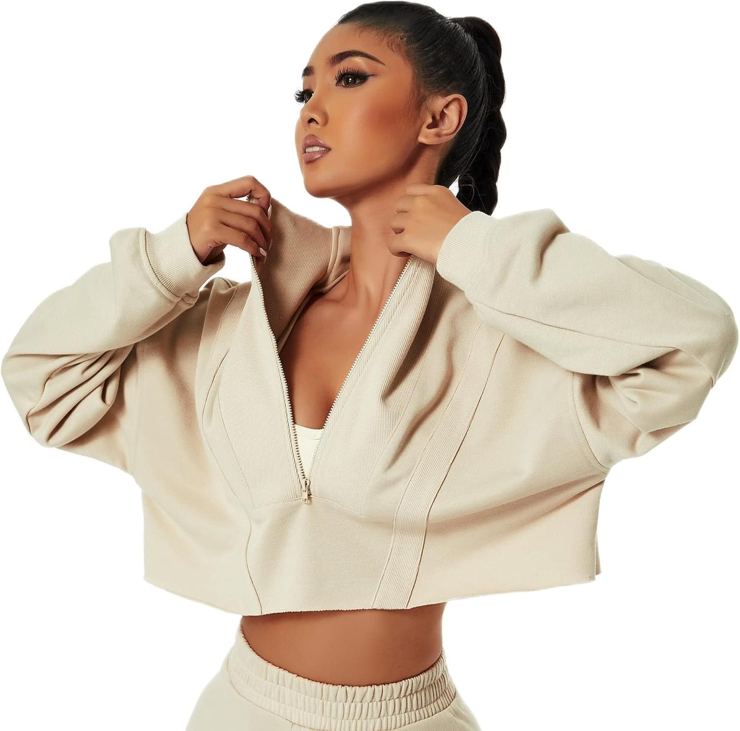 HerGymClothing Stylish Cropped Sweatshirt - Workout in Style!