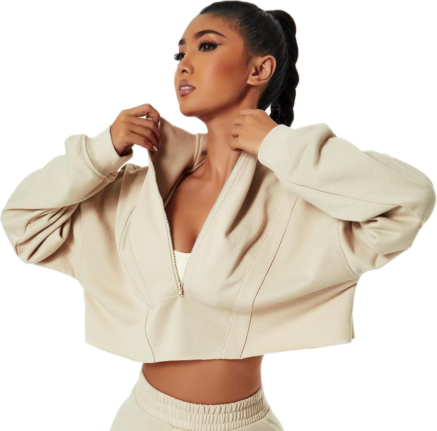 HerGymClothing Stylish Cropped Sweatshirt - Workout in Style!