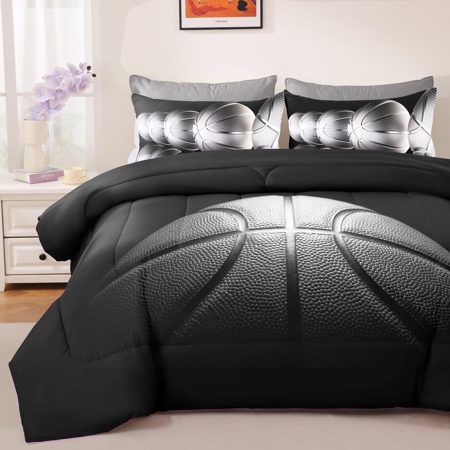 Basketball Comforter Set Queen Size for Boys and Teens Bedding