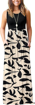 AUSELILY Women's Sleeveless Floral Maxi Dress - Comfortable Summer Fit