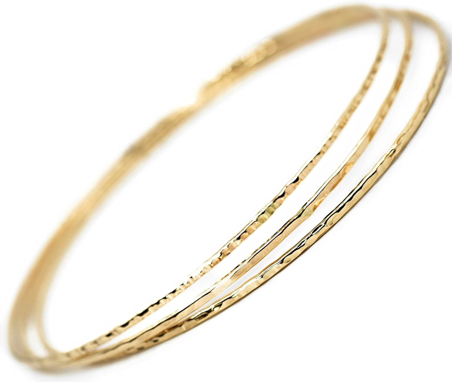 14k Gold Filled Bangles Set of 3 Textures for Daily Wear