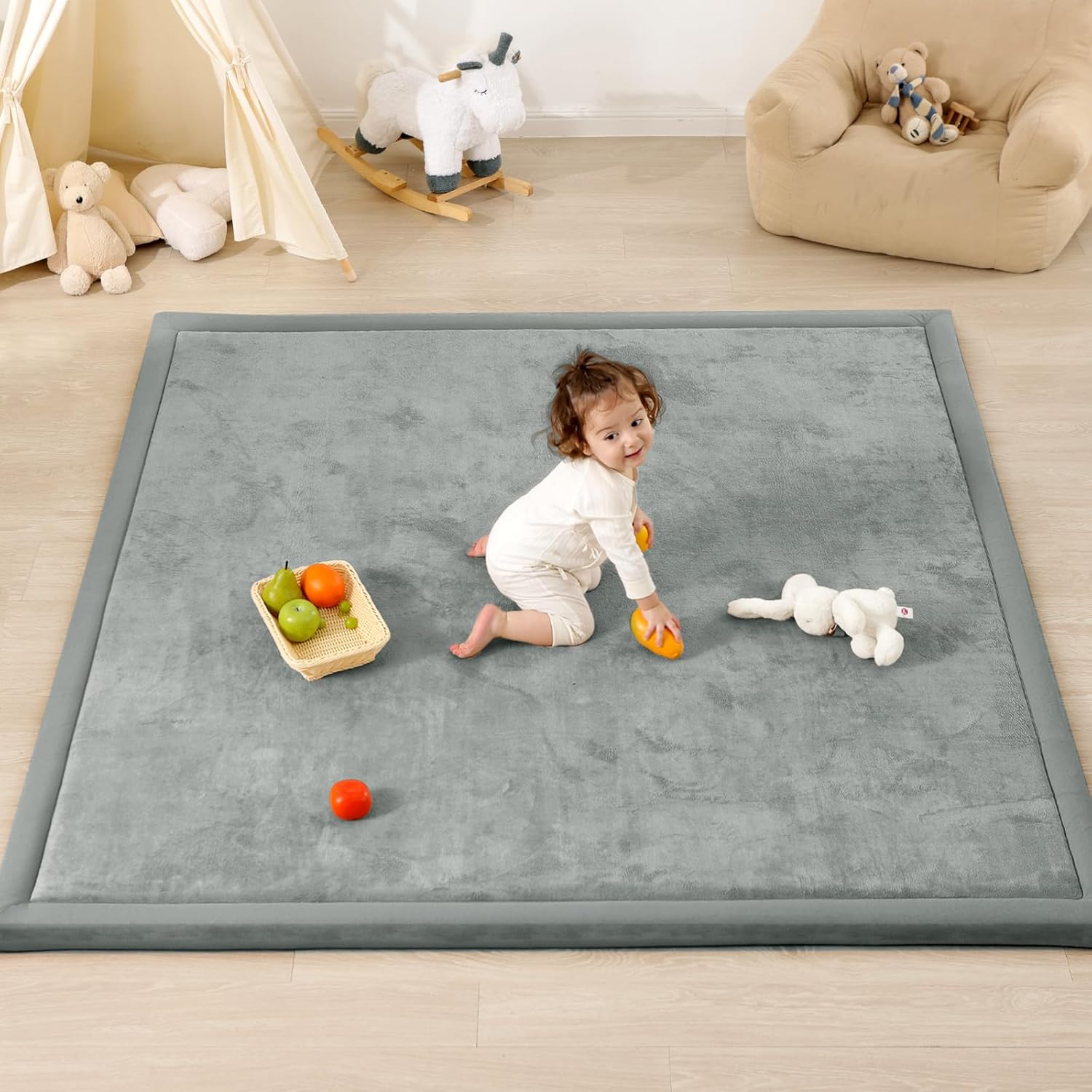 1.3 Thick Baby Play Mat for Floor - Large Foam Tummy Time Mat