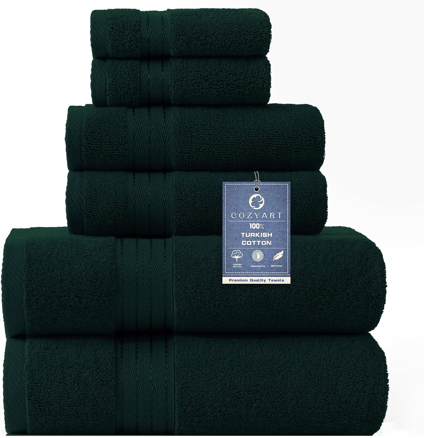 Deep Forest Green Bath Towel Set for Luxurious Bathroom Decor