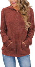 Womens Long Sleeve Shirts Kangaroo Pocket Hoodies - Casual Fall Staple