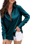 CUNLIN Womens Satin Silk Leopard Button Down Shirt (Style 8VBS)