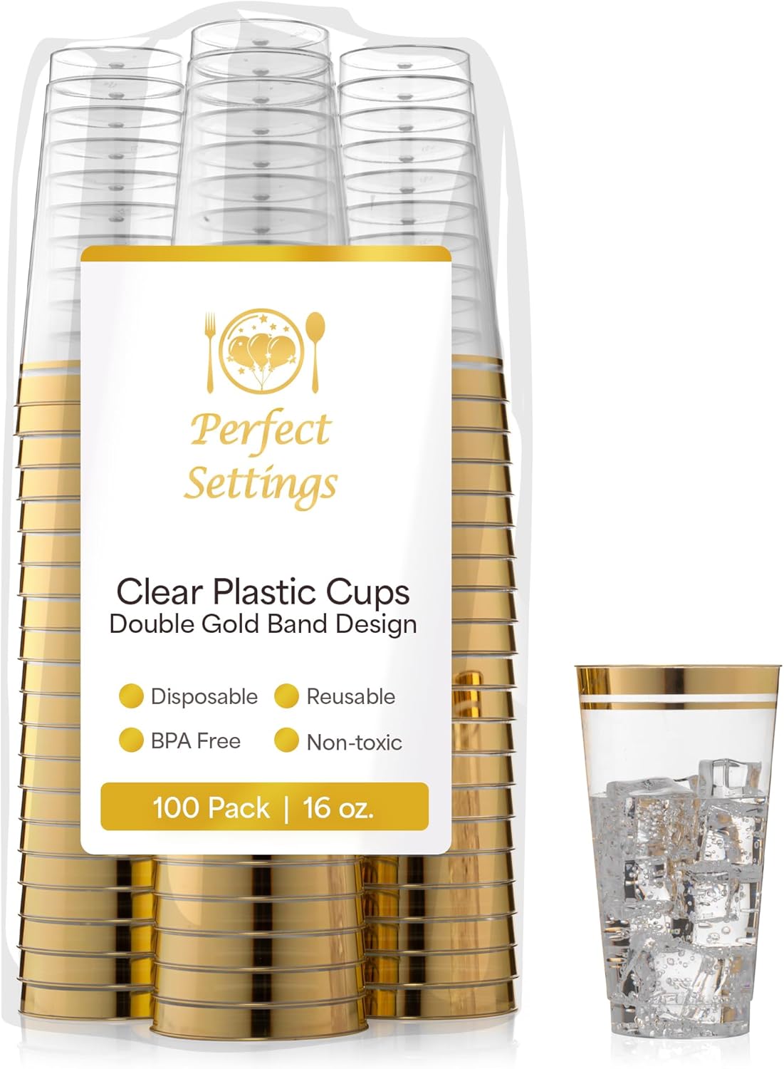 Gold Rimmed Disposable Plastic Cups for Elegant Parties