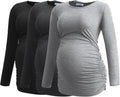 Smallshow Women's Maternity Shirts Long Sleeve 3-Pack - Breathable