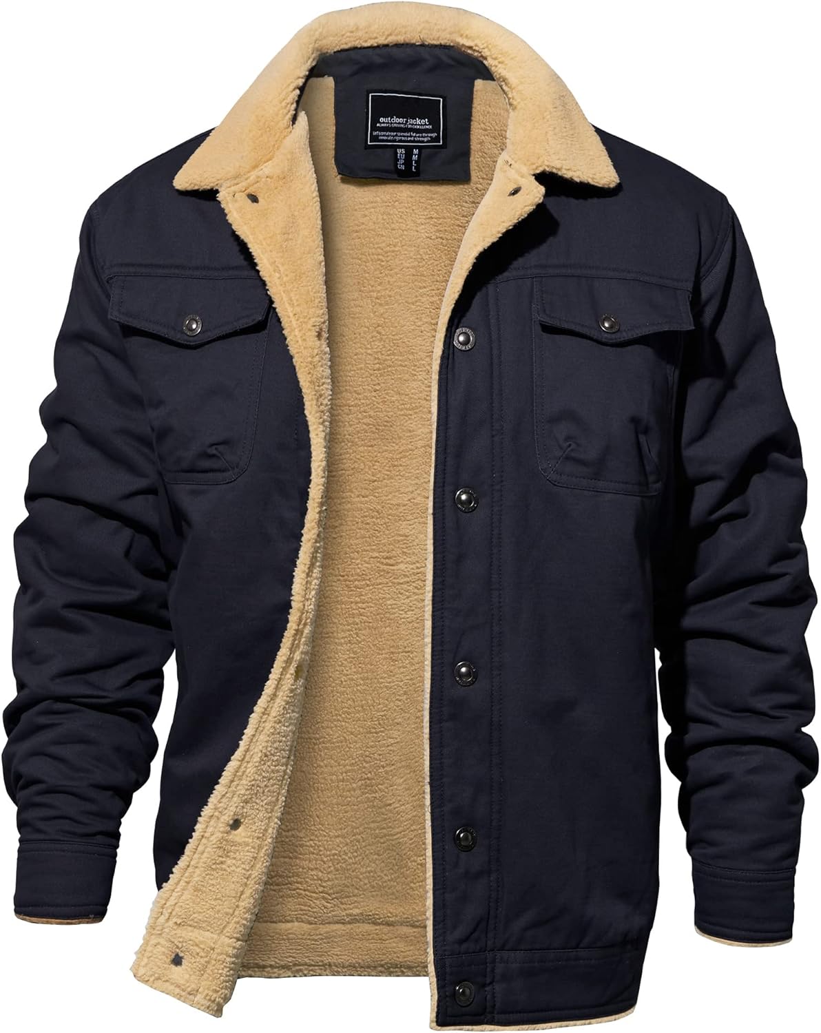EKLENTSON Men's Winter Jacket Thick Thermal Cotton Fleece Coat