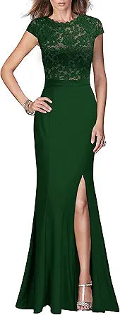 REPHYLLIS Women's Retro Floral Lace Vintage Wedding Maxi Dress