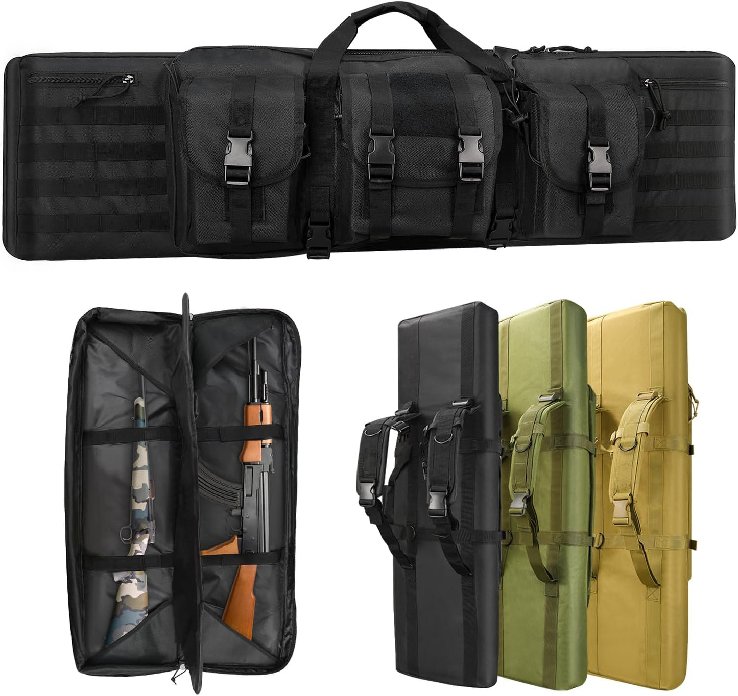 36in Double Rifle Case for Tactical Long Rifle Backpack Storage