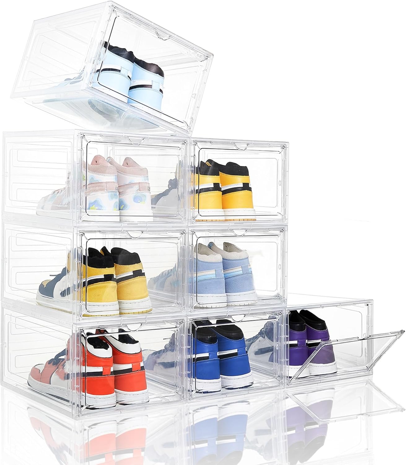 Attelite Clear Shoe Box Stackable Organizer for Sneakers Display