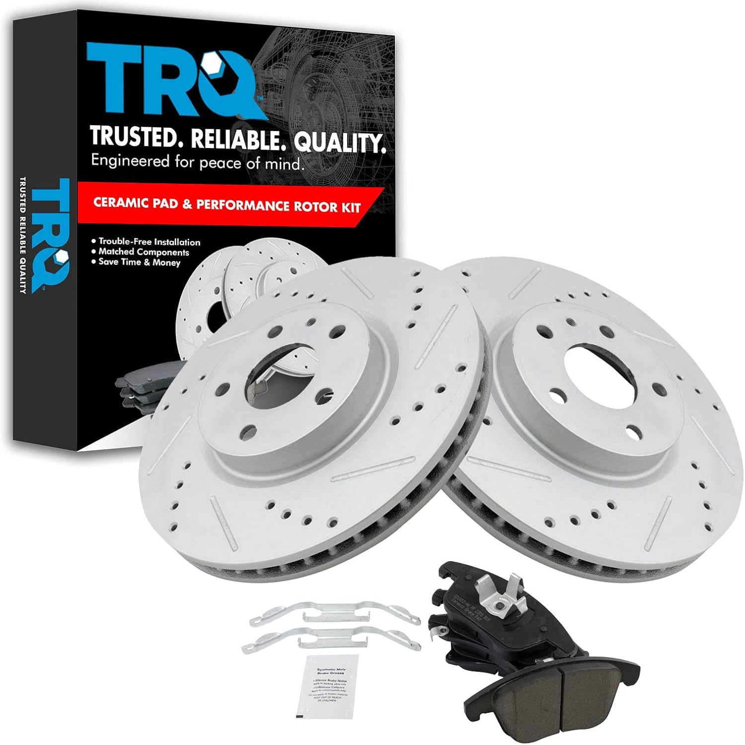 TRQ Front Performance Brake Pad & Rotor Kit for Ford Fusion