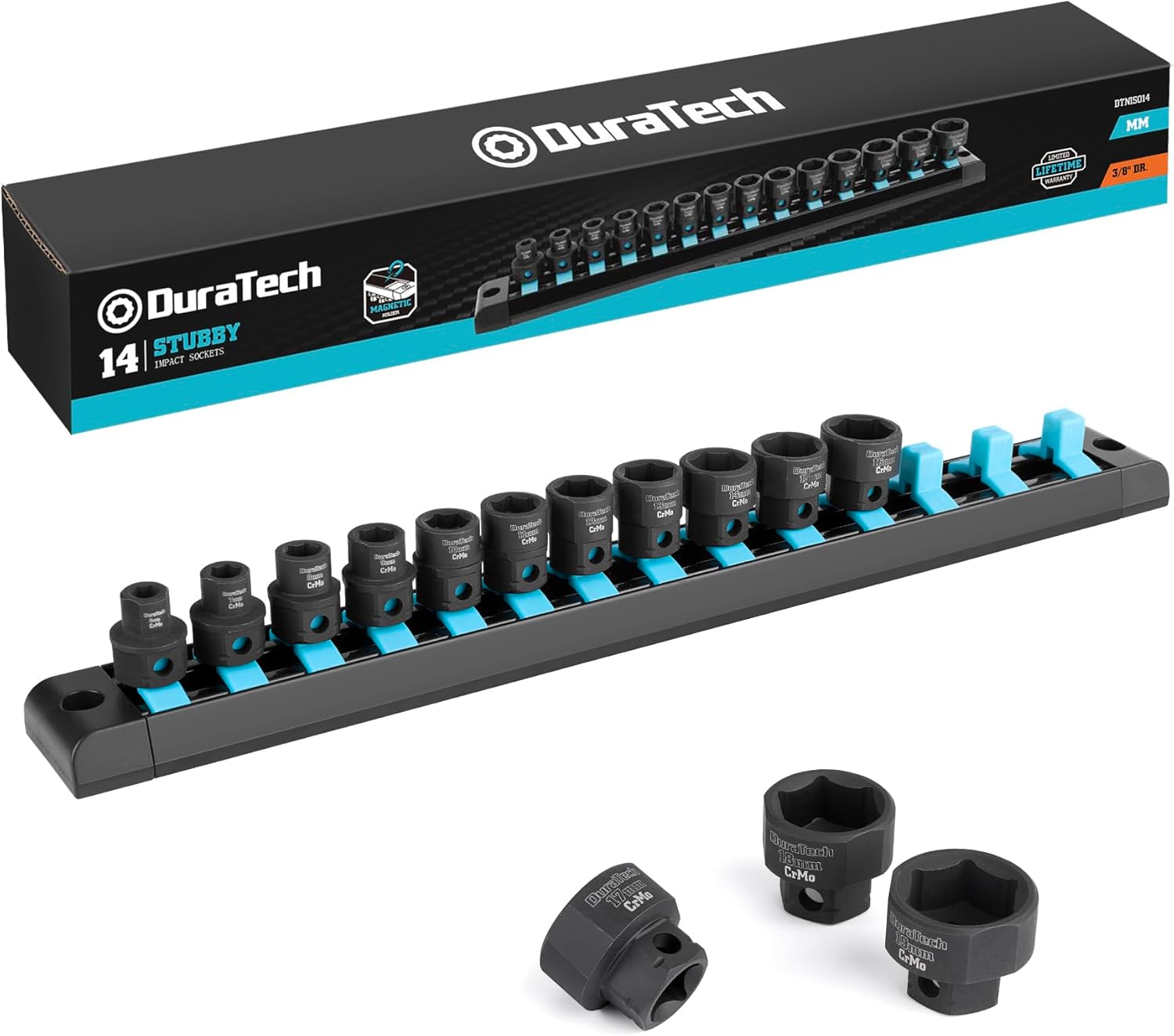 DURATECH 3/8 Drive Stubby Impact Socket Set for Tight Spaces