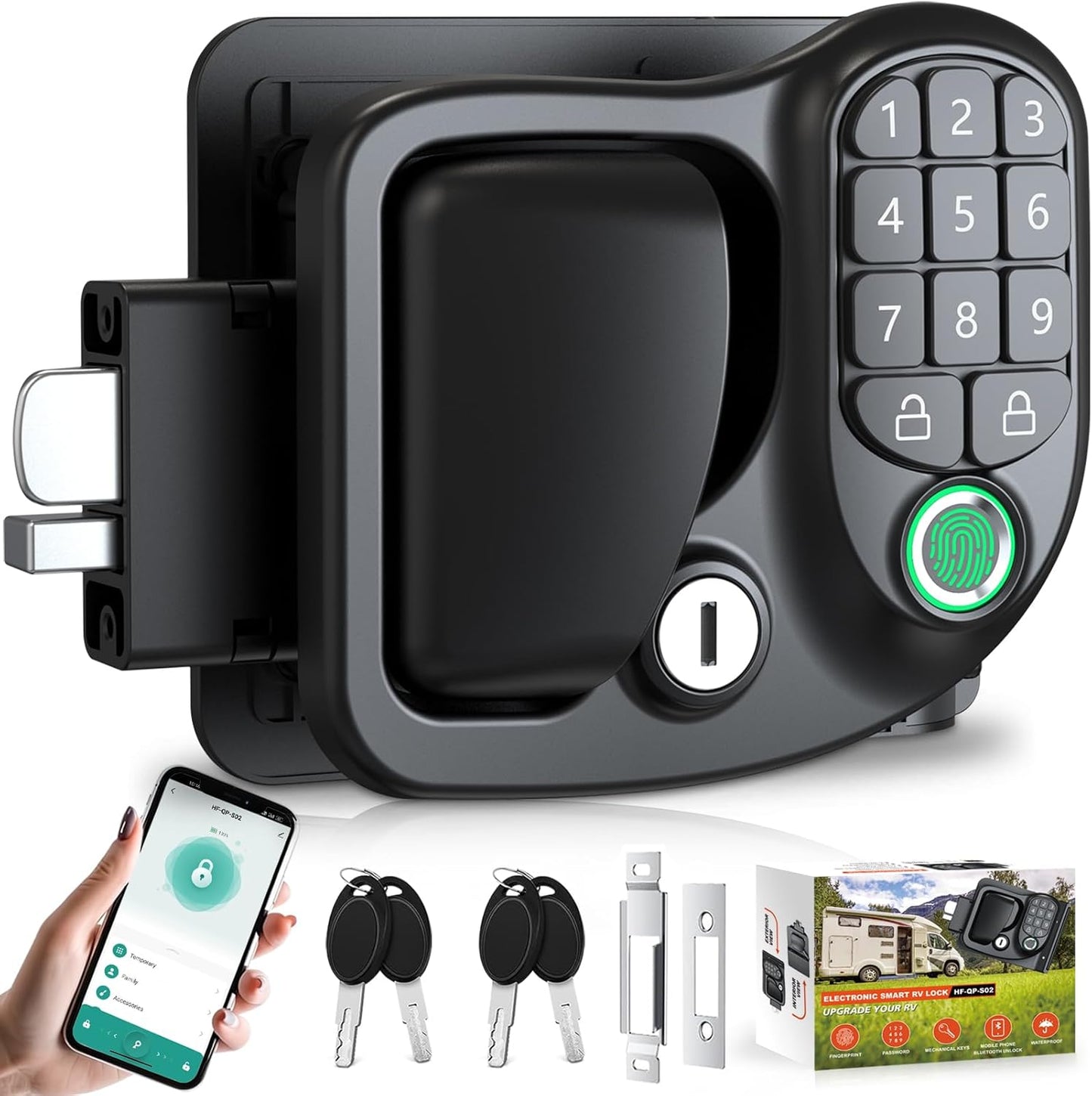 RV Door Lock Keyless Entry with Bluetooth and Fingerprint Access
