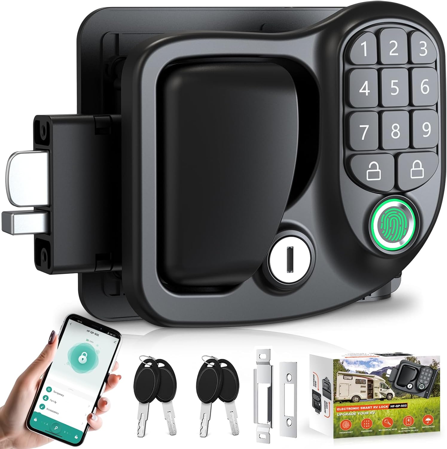 RV Door Lock Keyless Entry with Bluetooth and Fingerprint Access