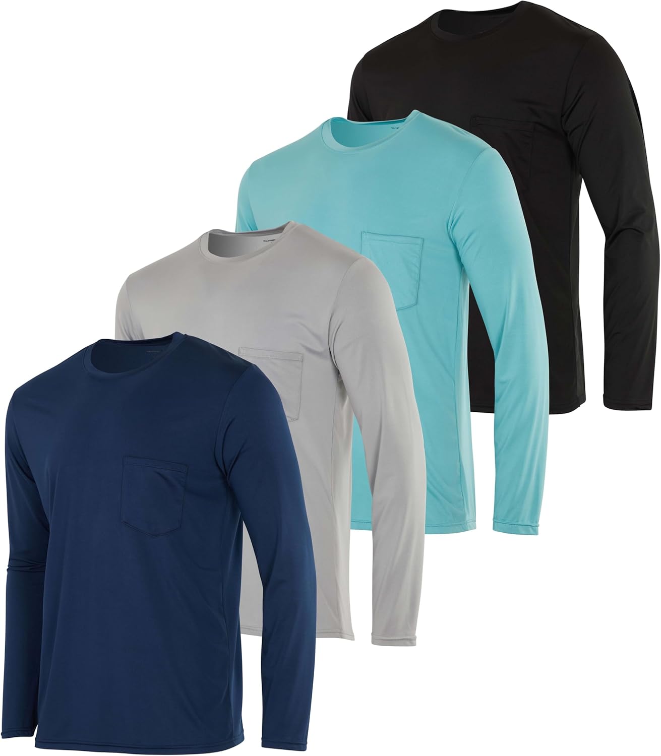 Men's Dry-Fit Long Sleeve Pocket Crew T-Shirt for Outdoors