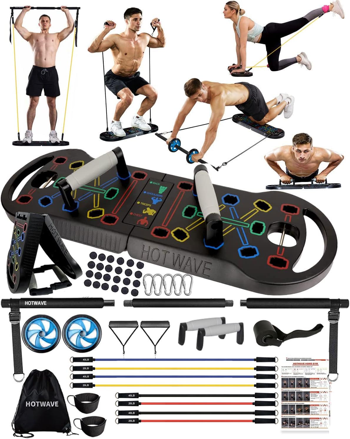 Portable HOTWAVE Push Up Board - 20 in 1 Fitness Savior
