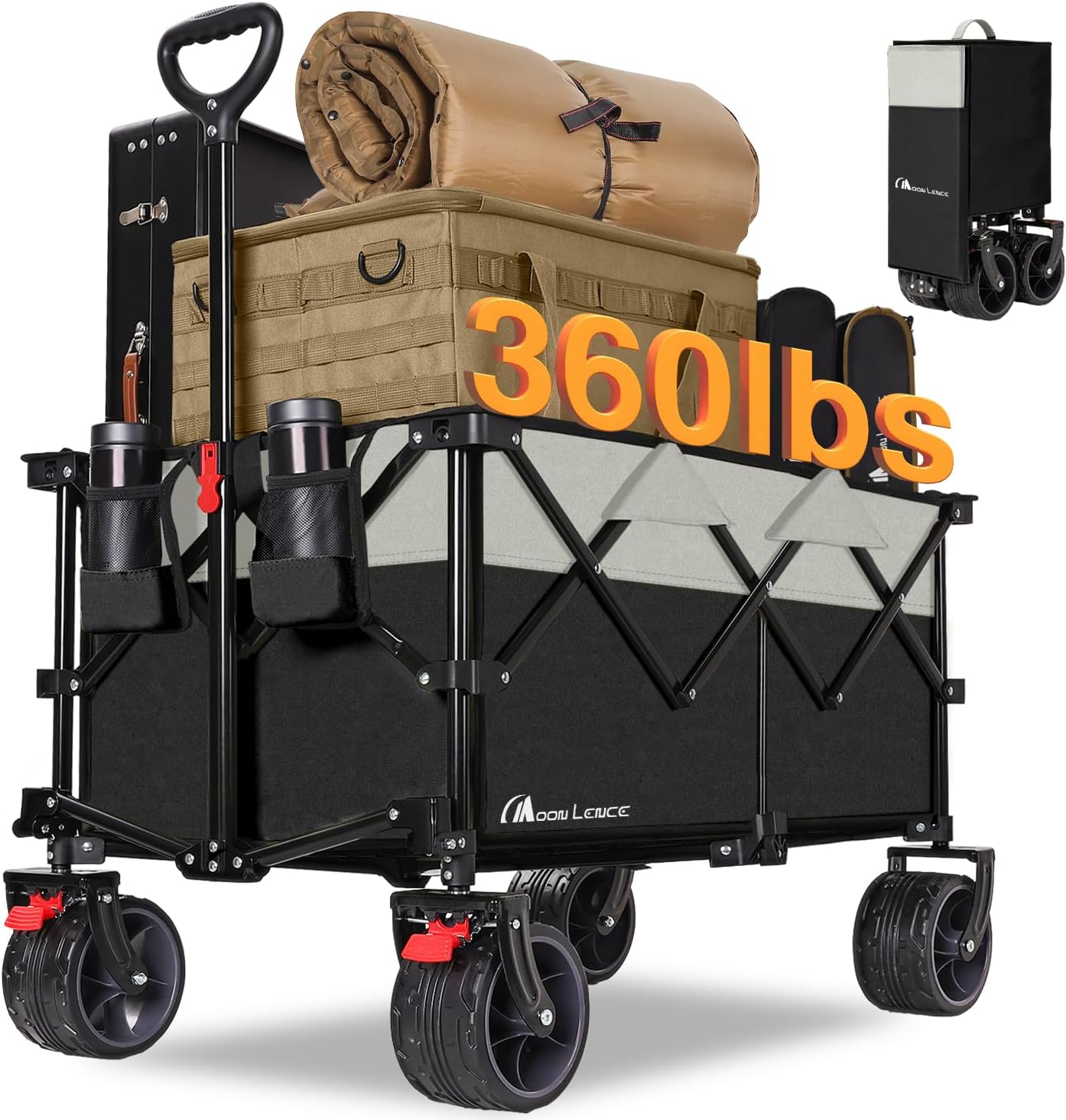 Collapsible Foldable Wagon Cart with All-Terrain Big Wheels