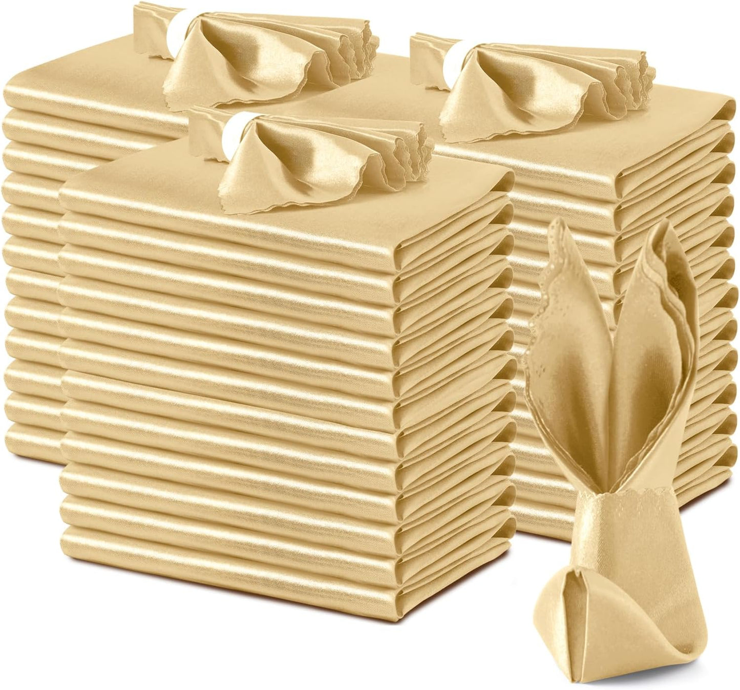 Gold Satin Scalloped Square Napkins for Weddings & Parties