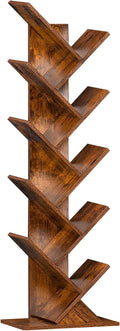 10 Tier Tree Book Shelf for Narrow Space - Space Saving Wood Bookcase