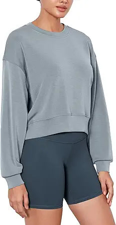 ODODOS Modal Soft Long Sleeve Cropped Sweatshirts for Women
