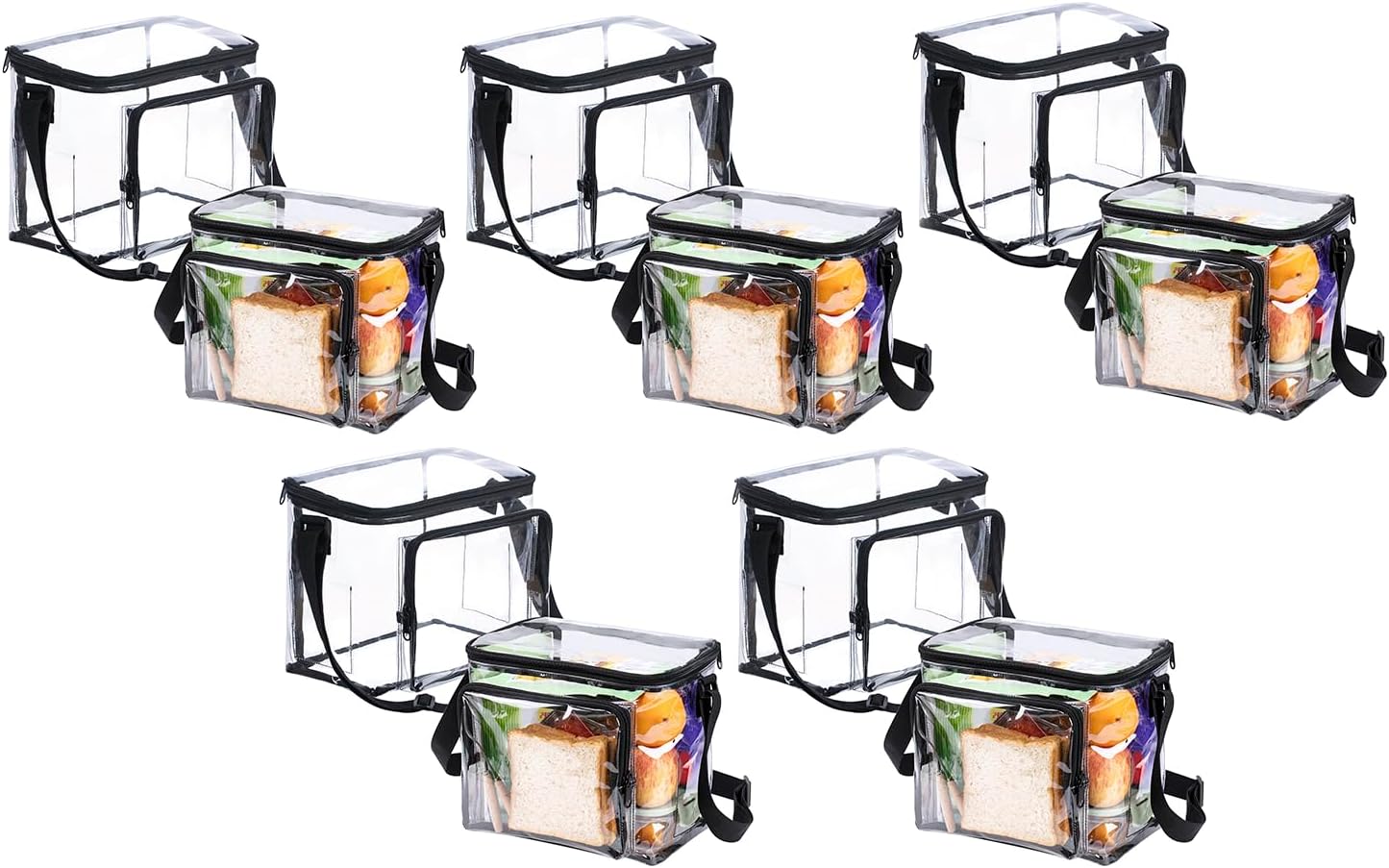 Clear Lunch Bag for Work - 10Pack Transparent Tote Bags