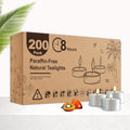 Tea Candles 200 Pack - 8 Hour Burn Time for Any Occasion