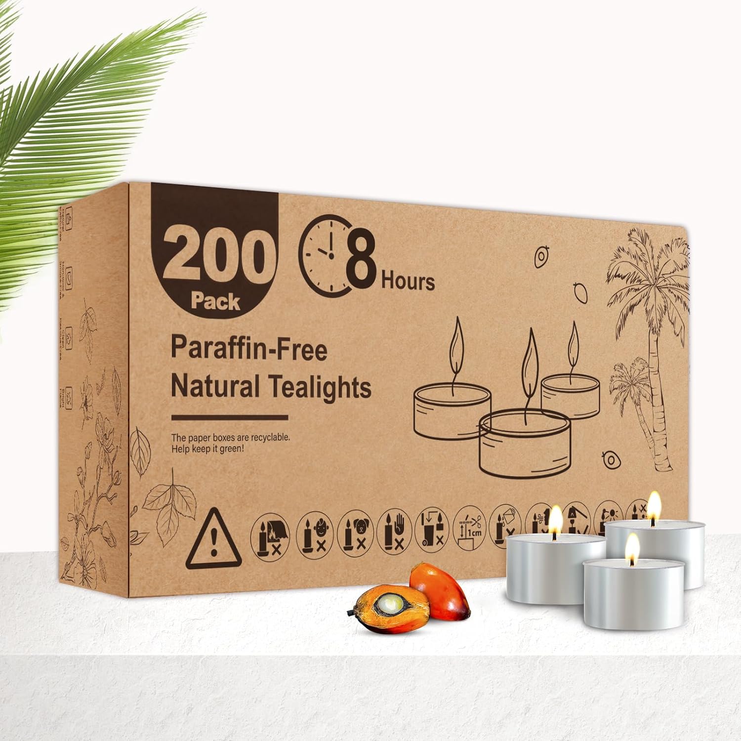 Tea Candles 200 Pack - 8 Hour Burn Time for Any Occasion