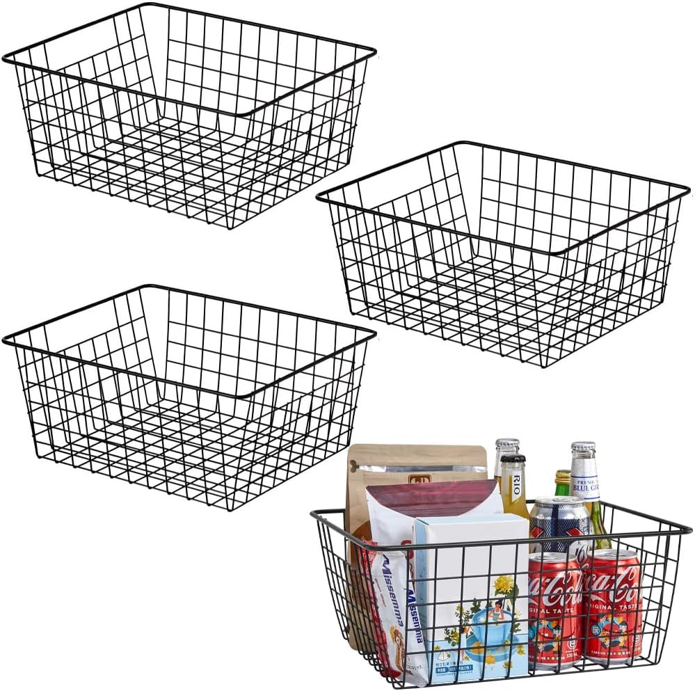 Kitchen Wire Baskets for Farmhouse Decor and Food Storage
