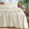 100% French Pure Linen King Sheets - Cream 4 Piece Set