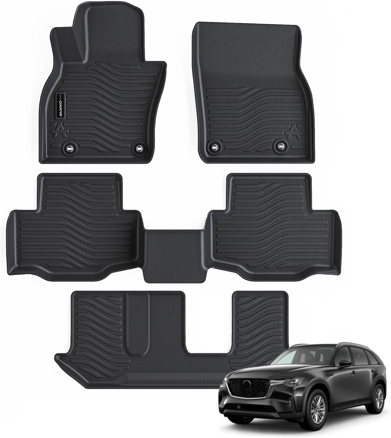 All Weather Floor Mats for Mazda CX-90 2024 2025 8 Seat Fit