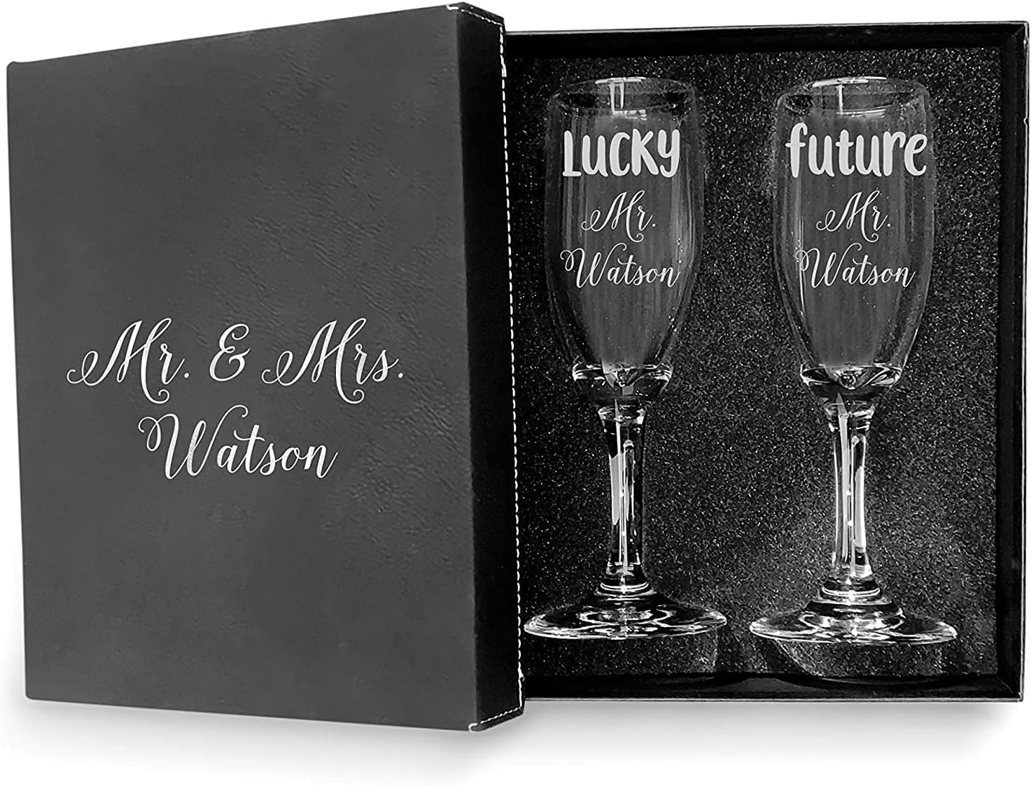 Engraved Set of 2 Glasses for Wedding Toasts - Perfect Gift