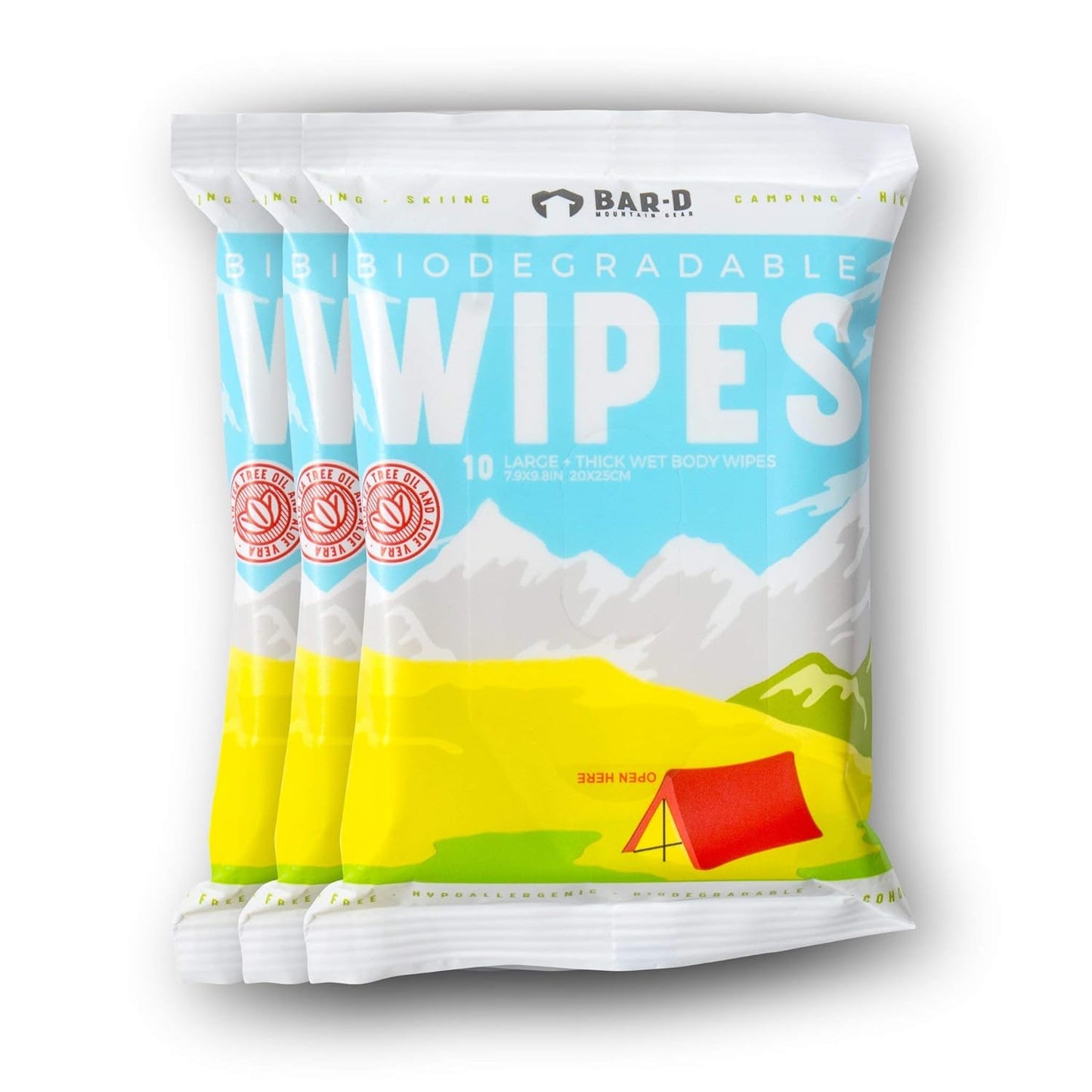 Bar-D Biodegradable Body Wipes, Refreshing Outdoor Essential