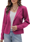 Women Cropped Sweater Blazer Jacket - Lightweight Knit Cardigan