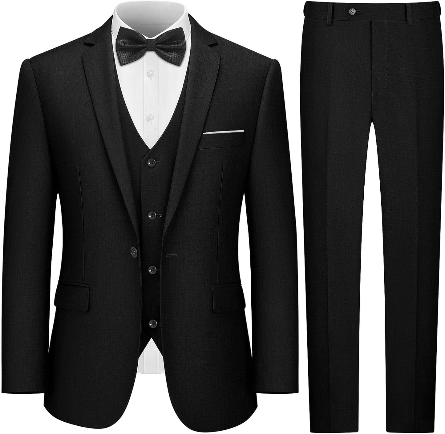 LUPURTY 3 Piece Suits for Men - Slim Fit Wedding Tuxedo Set