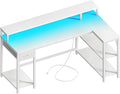 SUPERJARE 53 in Reversible L Shaped Desk with LED Lights - Corner