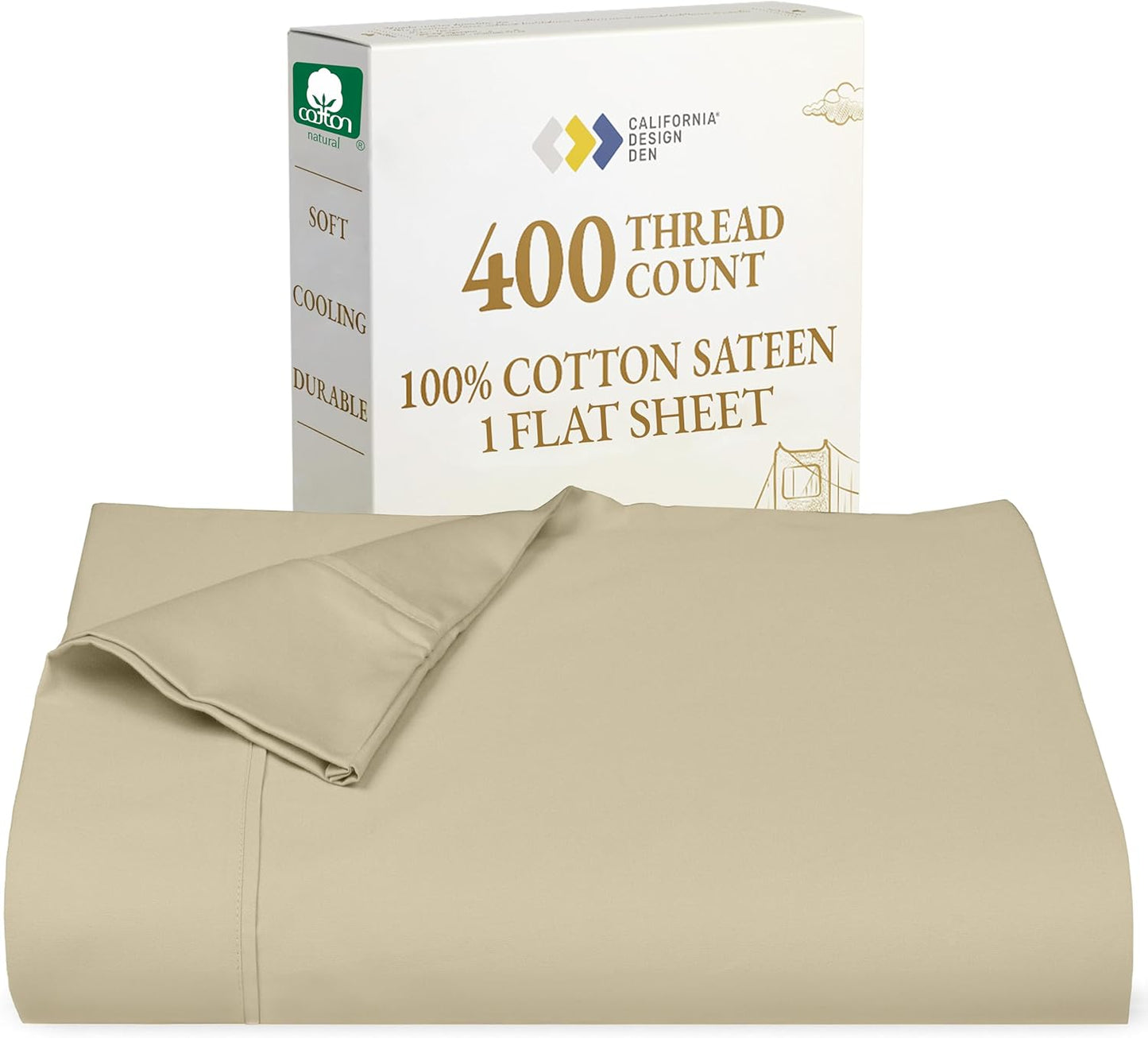 California Design Den Twin Flat Sheet - Soft 400 Thread Count