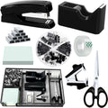 Black Office Desk Accessories Set - Complete Desk Organizer Kit