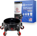 Rolling Bucket Dolly with 3ft Red Casters - 5-Wheel Buckets Caddy