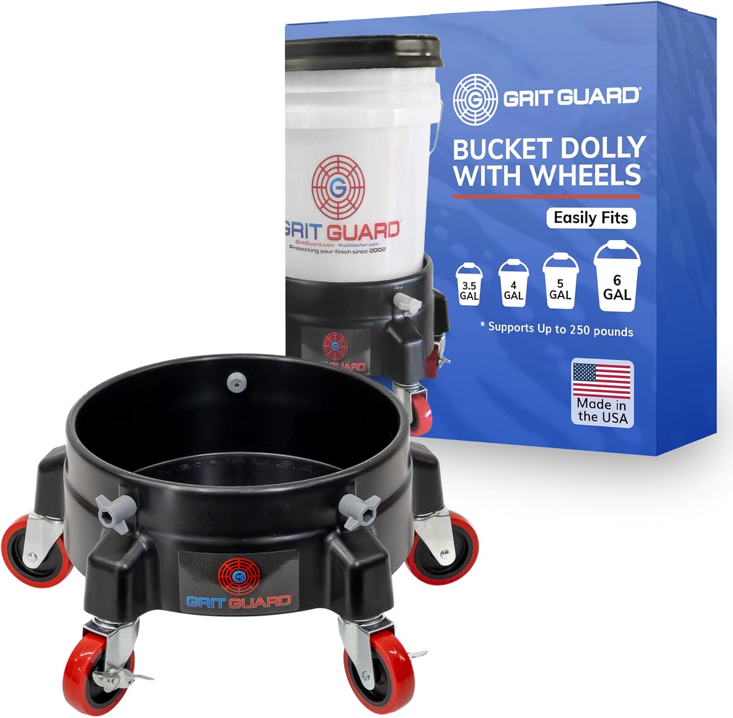 Grit Guard Bucket Dolly with Wheels for Easy Detailing Tasks