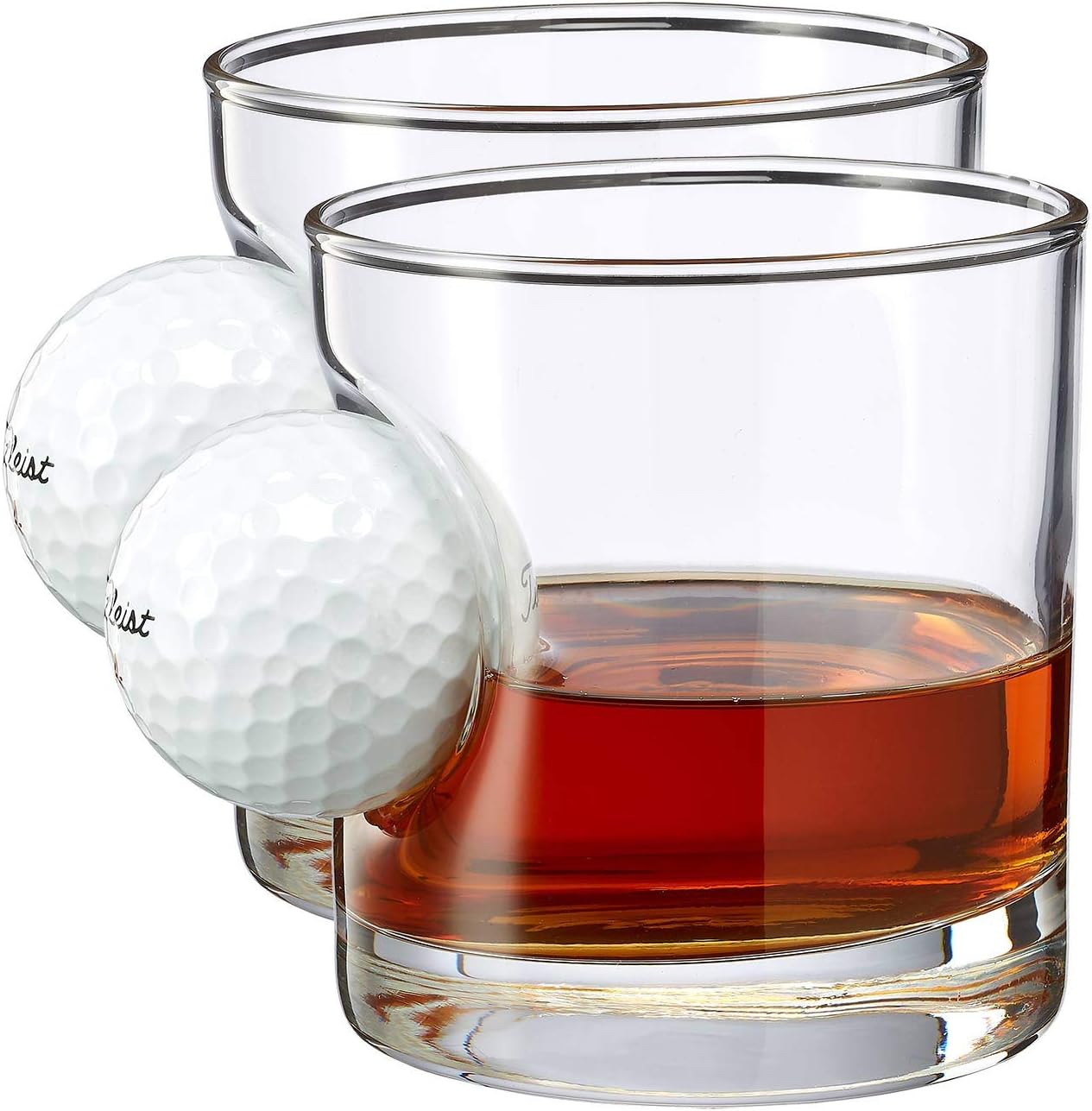 BenShot Golf Ball Rocks Glass Set - Unique 11oz Whiskey Glasses