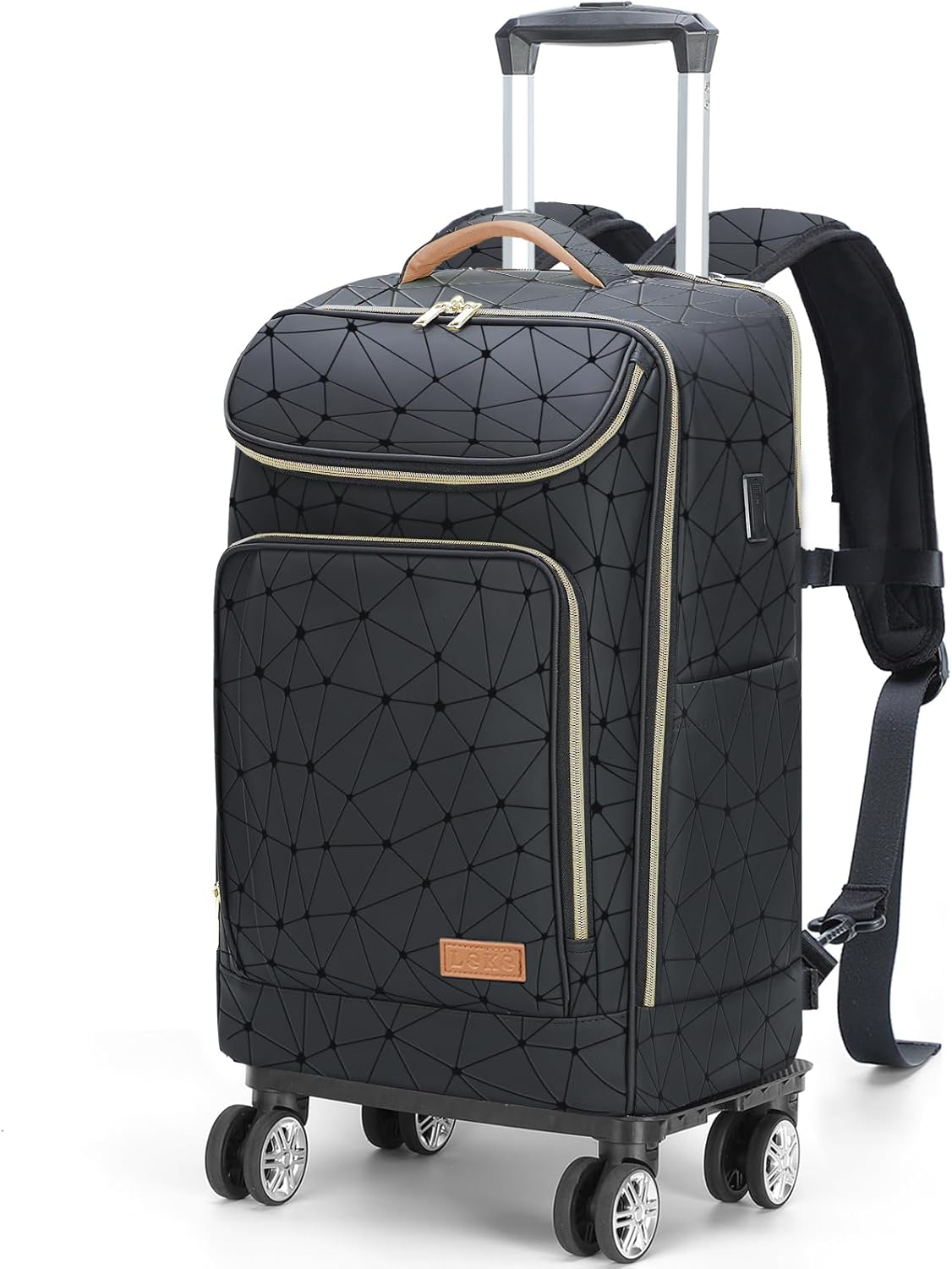 Lekebobor Travel Rolling Backpack: 18 inch Waterproof Bag