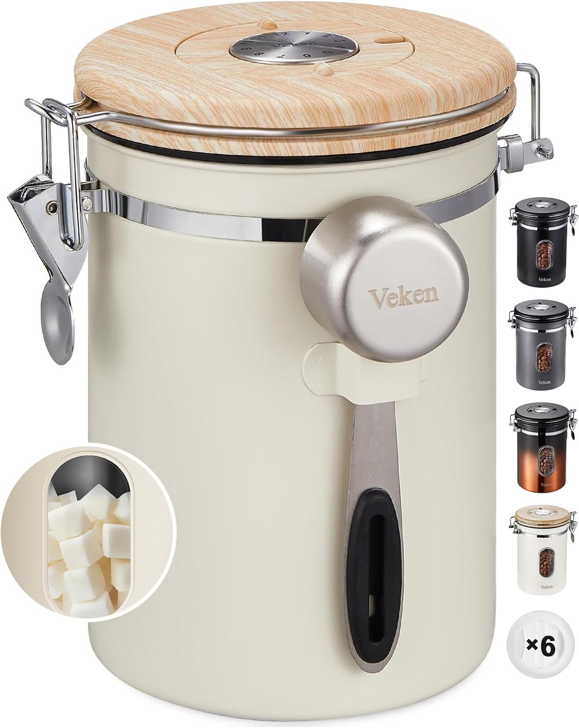 Veken Stainless Steel Coffee Canister - Air Tight Storage Solution