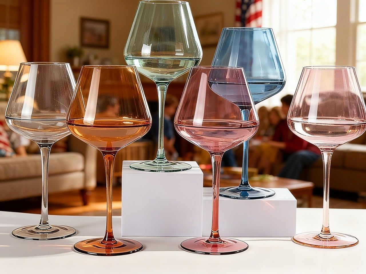 Physkoa Colored Burgundy Wine Glasses Set of 6 for Any Occasion