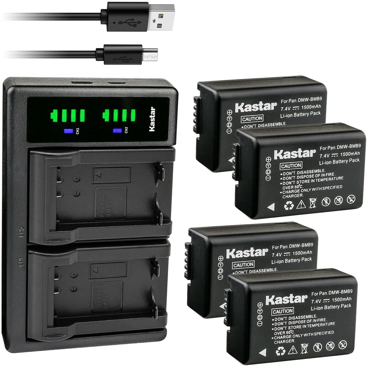 Kastar 4-Pack Battery and USB Charger for Leica Cameras