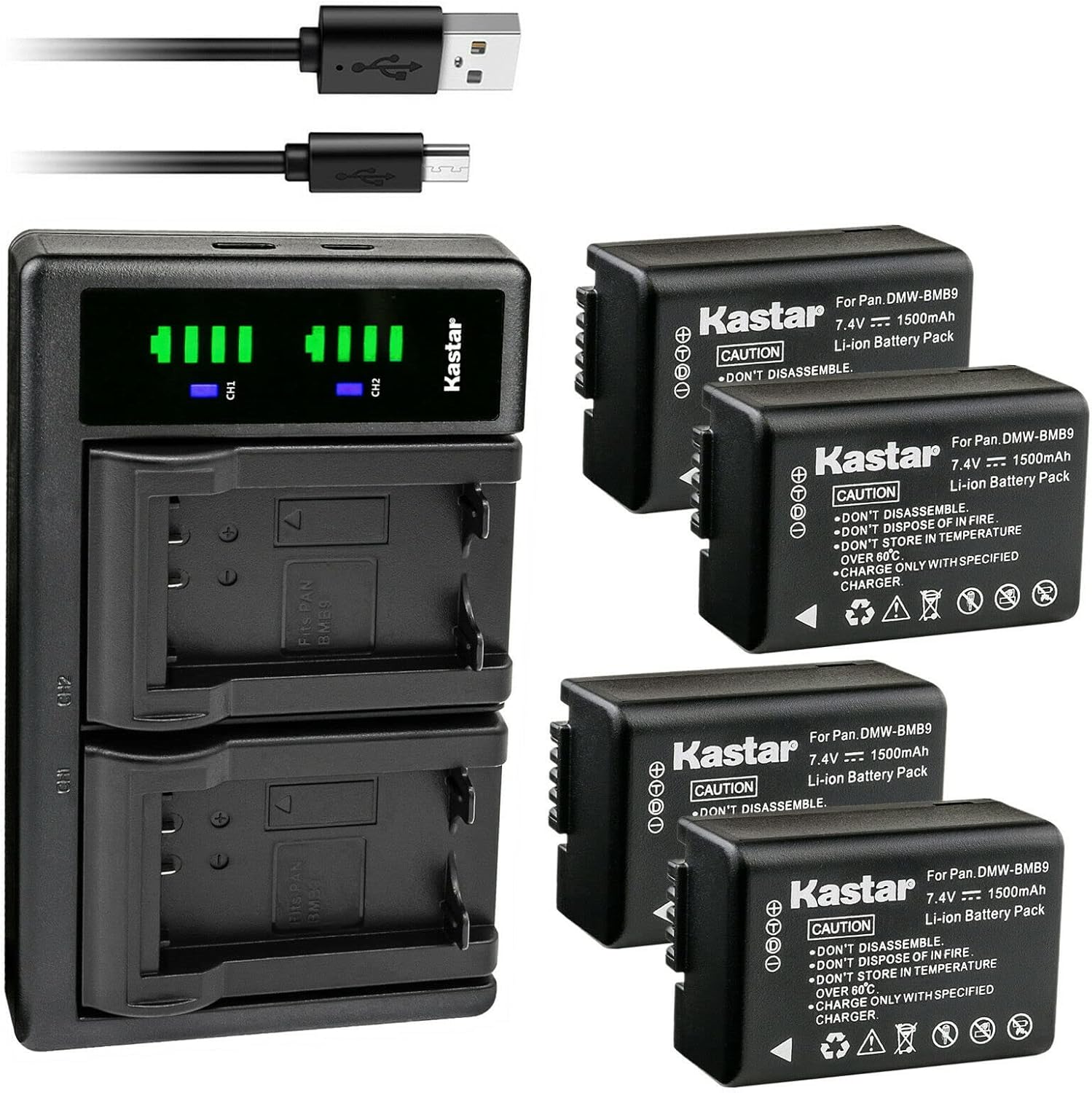 Kastar 4-Pack Battery and USB Charger for Leica Cameras