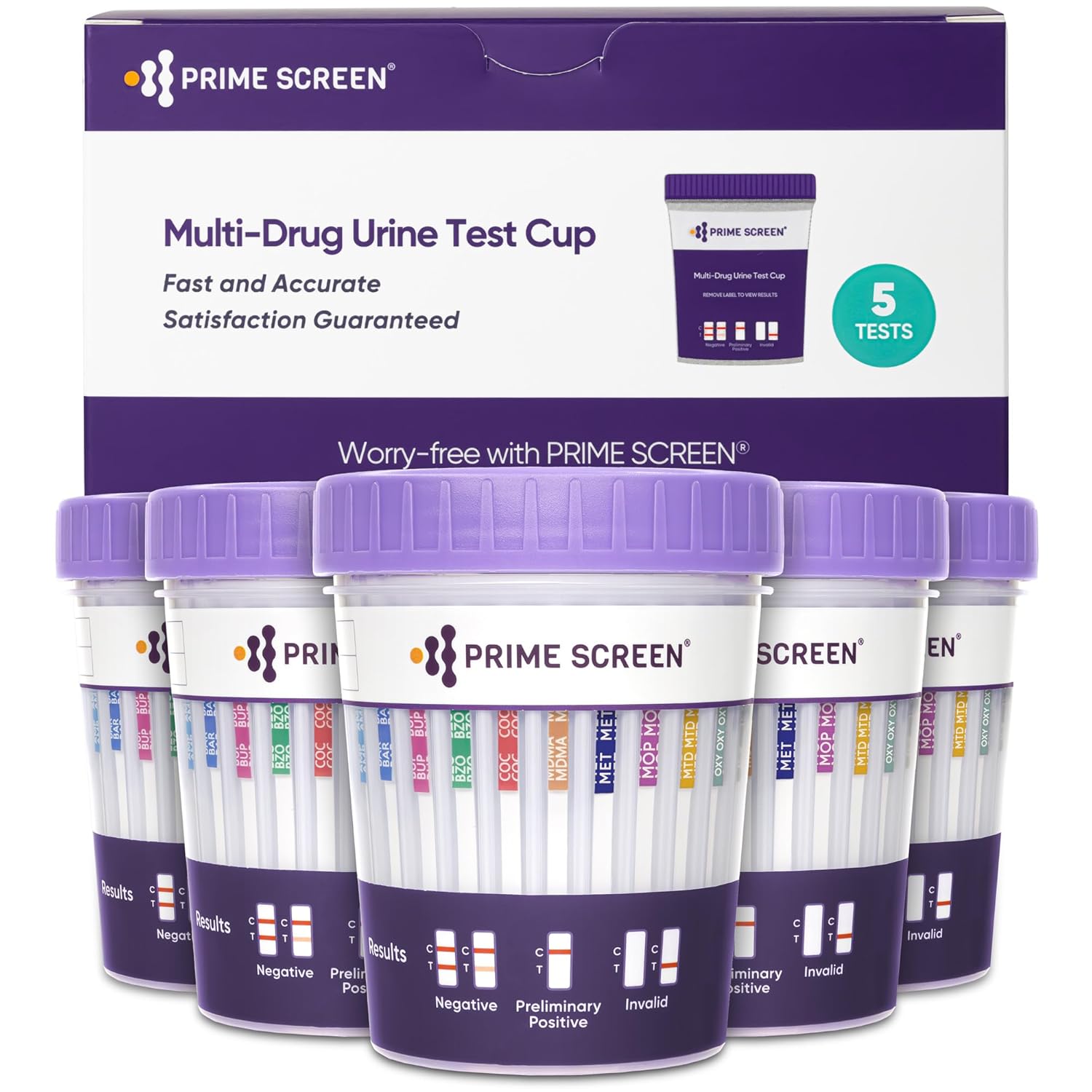 Prime Screen Multi Drug Urine Test Cup 18 Panel Kit for Home Use