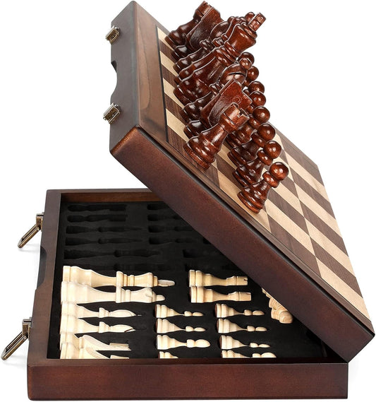 Magnetic Wooden Chess Set for Adults and Kids - 15 in Board