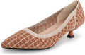 Women Kitten Heels Pointed Toe Knit Pumps - Comfortable Low Heel