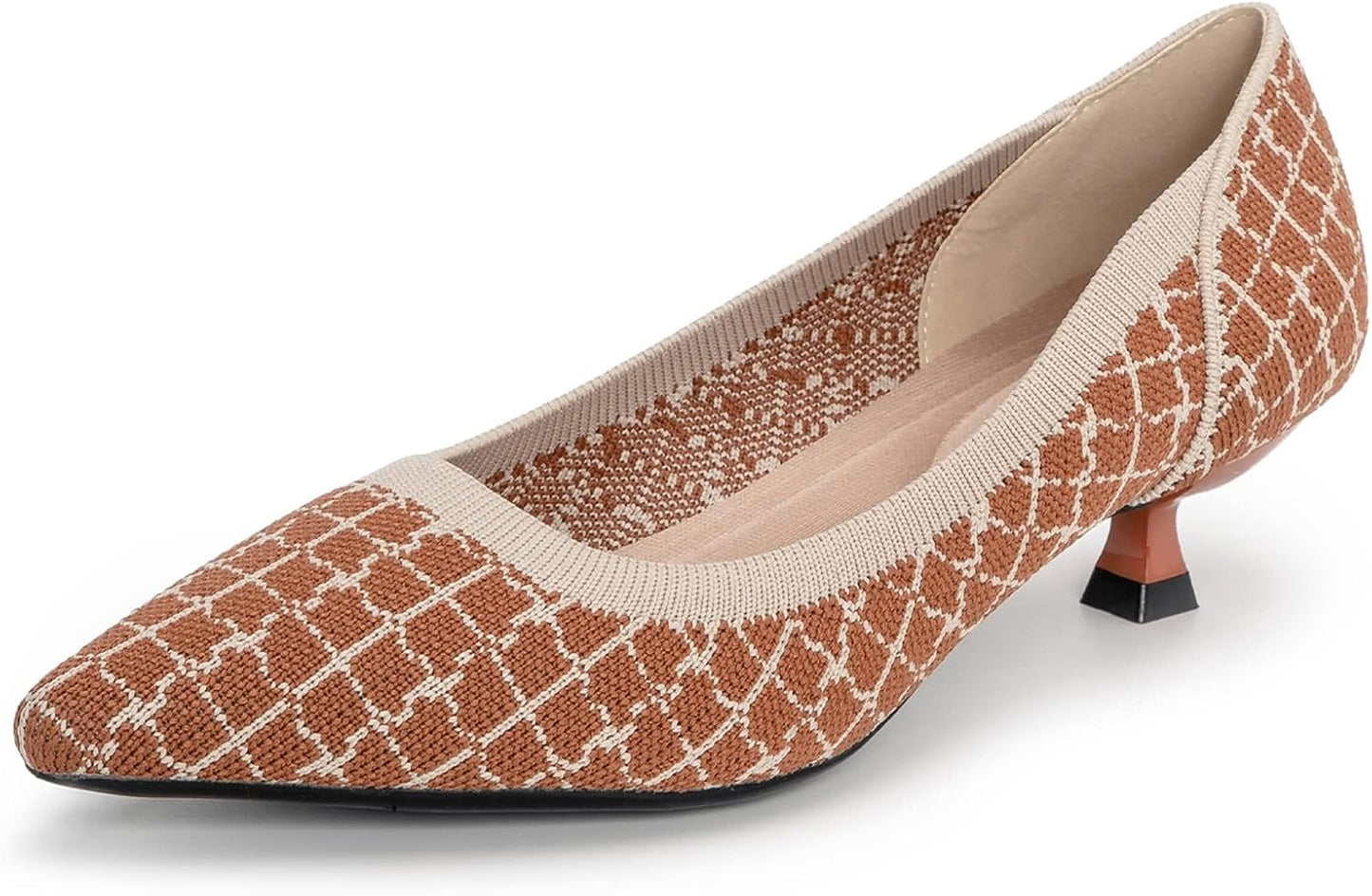 Comfortable Knit Slip On Pumps with Kitten Heels for Women